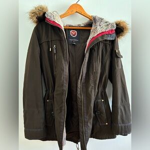 1 Madison Expedition Exclusive Collection Women's Dark Brown Fur-Trimmed Jacket